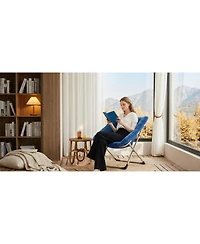 gaomon Rabbit Fur Saucer Chair, Foldable Lounge Chair with Metal Frame, Comfy Accent for Kids, Teens and Adults, No Assembly, Indoor Sofa Seat