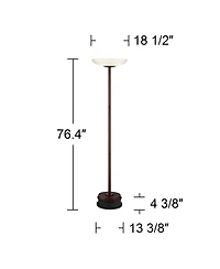 Possini Euro Design Meridian Light Blaster Modern Torchiere Floor Lamp with Riser 72" Tall Oil Rubbed Bronze Led Frosted Glass Shade for Living R