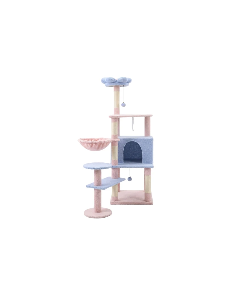 Zeus & Ruta Flower Cat Tree With Large Condo Removable Cushion Hammock