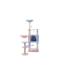 Zeus & Ruta Flower Cat Tree With Large Condo Removable Cushion Hammock