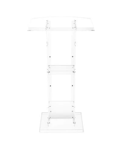 Gouun 43 in Acrylic Podium Stand, Portable Floor-Standing Lectern with Storage Shelf and Wide Reading Surface