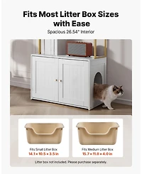 Gouun Hidden Cat Litter Box Cabinet with Storage Shelves and Metal Legs