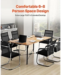 Gouun 6 feet Rectangle Conference Table for 6-8 Person, Modern Office Meeting Desk with Metal Legs.