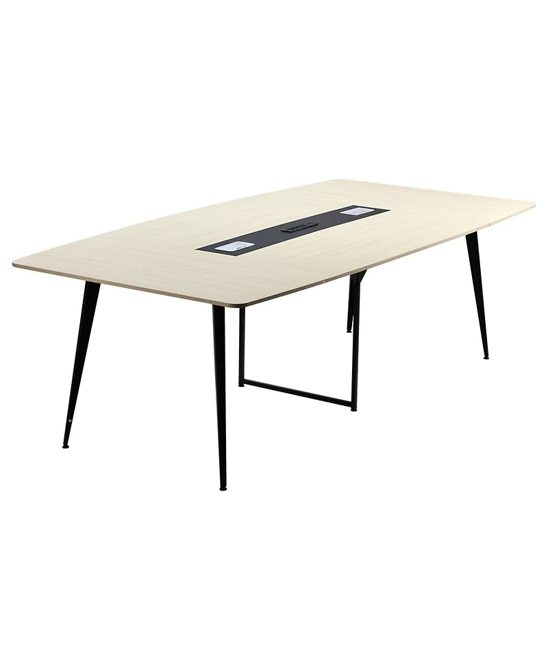 Gouun 8 ft Boat Shaped Conference Table for 10 Person with Charge Station, Modern Office Meeting Desk