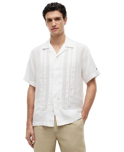 Tommy Hilfiger Men's Linen Mesh Structured Short-Sleeve Shirt