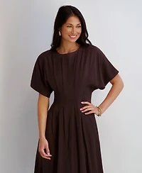 kensie Women's Dolman-Sleeve Cinched-Waist Midi Dress
