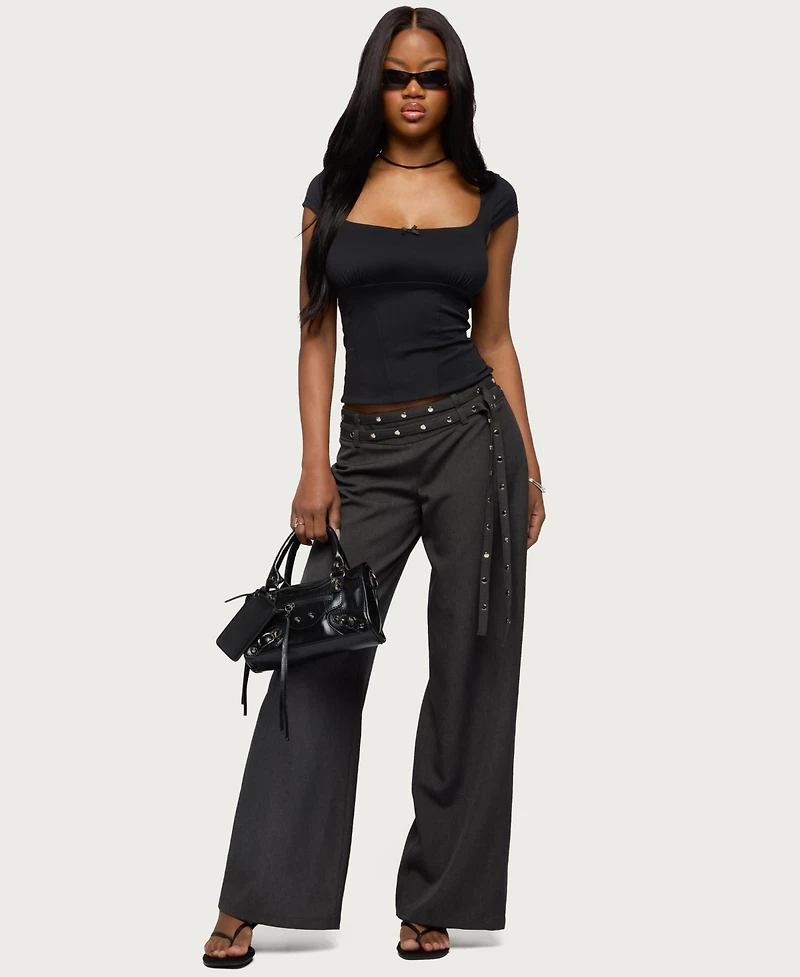 Edikted Women's Cruz Double Belt Baggy Tailored Pants