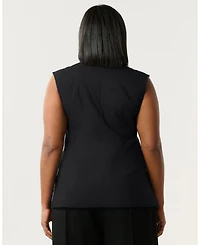 Estelle Women's Plus Hallie High-Neck Sleeveless Peplum Top