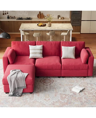 Gaomon Modular Sectional Sofa L-Shaped Couch with Movable Ottoman- Convertible Chenille Sofa