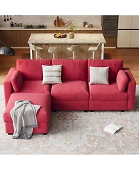 Gaomon Modular Sectional Sofa L-Shaped Couch with Movable Ottoman- Convertible Chenille Sofa