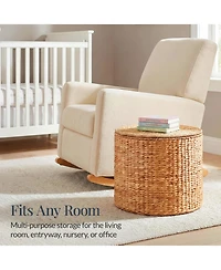 Best Choice Products Large Round Storage Ottoman W/ Lid, Handwoven Water Hyacinth Footstool