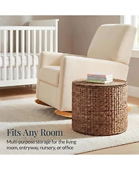 Best Choice Products Large Round Storage Ottoman W/ Lid, Handwoven Water Hyacinth Footstool