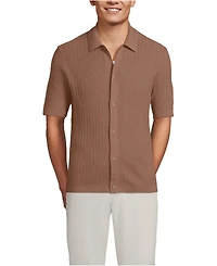 Lands' End Men's Short Sleeve Lightweight Button Through Polo Shirts