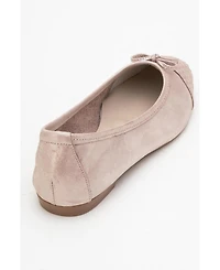 Forever and Always Shoes Copos Leather Bow Cap Toe Ballet Flat