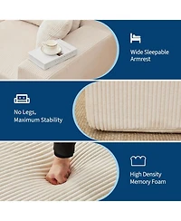 Gaomon Cloud Sectional Couch with Throw Pillows- Large L-Shaped Corduroy Sofa- Left Chaise