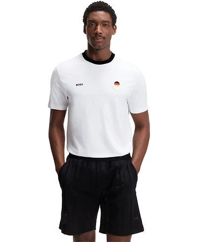 Boss by Hugo Men's Stretch-Cotton Germany Country Flag Logo T-Shirt