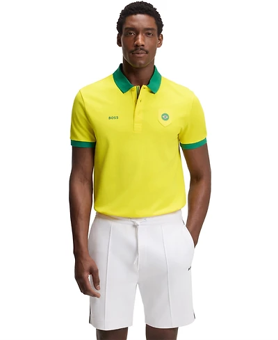 Boss by Hugo Men's Paddy Brazil Country Flag Trim Polo Shirt