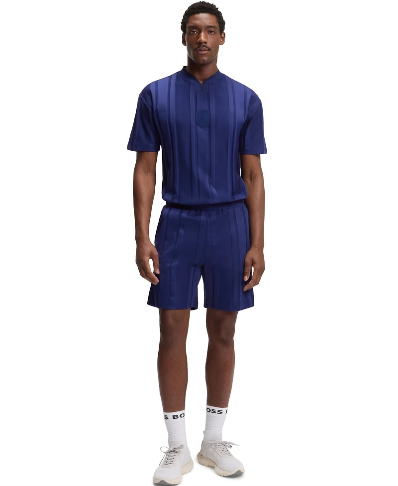 Boss by Hugo Men's Cotton Textured-Stripe T-Shirt