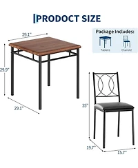 gaomon Dining Table Set for 2, Small Kitchen Table with Upholstered Chairs, Farmhouse Wood Dining Table Chairs for Kitchen Room, Small Spaces