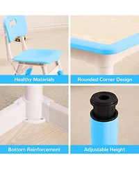 gaomon Kids Table and 4 Chairs Set, Toddler Height Adjustable Desk with Graffiti Desktop, Non-Slip Legs, Max 300lbs,Arts and Crafts Table