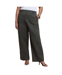 Eloquii Women's Plus Twill Straight Leg Pant