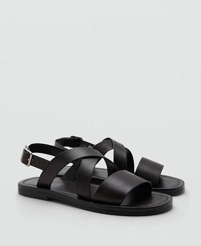 Mango Men's Crossed Straps Leather Sandals