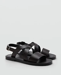 Mango Men's Crossed Straps Leather Sandals