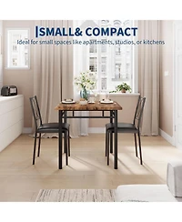 gaomon Dining Table Set for 2, Small Kitchen Table with Upholstered Chairs, Farmhouse Wood Dining Table Chairs for Kitchen Room, Small Spaces