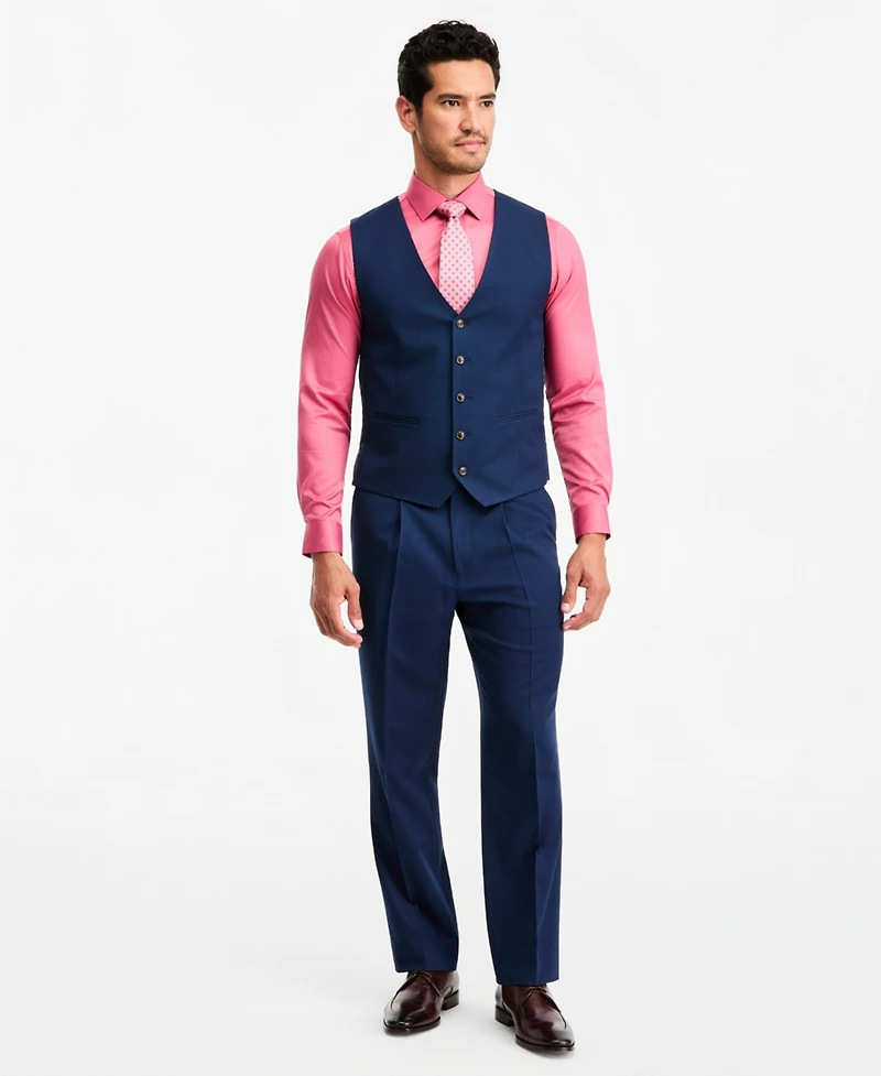 Tayion Collection Men's Classic-Fit Navy Suit Separate Vest