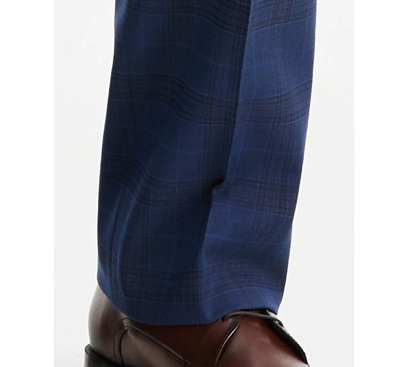 Tayion Collection Men's Classic-Fit Blue & Red Plaid Suit Separate Pants