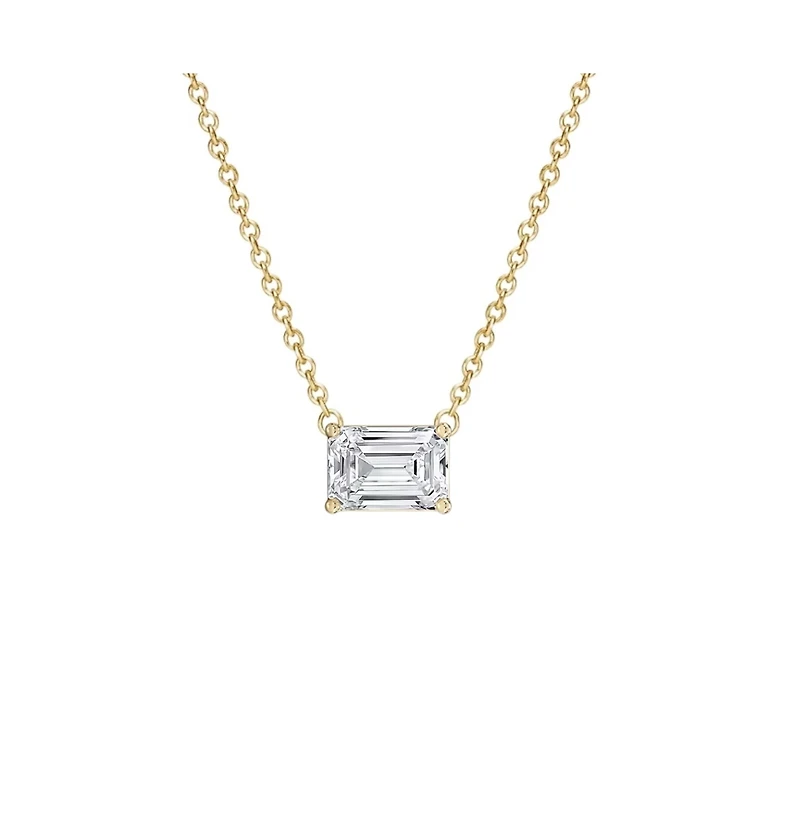 Dloria Valentina Moissanite Emerald Cut Pendant Necklace Gold Vermeil