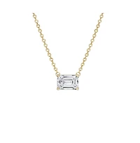 Dloria Valentina Moissanite Emerald Cut Pendant Necklace Gold Vermeil