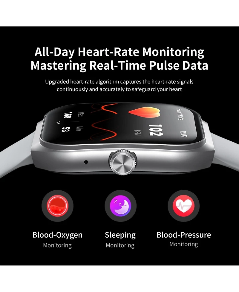 Sugift Smart Watch with 2.1" Hd Touchscreen, Bluetooth Calling, Wellness Tracking, Bonus Leather Strap Included