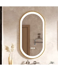 Luvodi 19.68"x39.37" Anti-Fog Lighted Oval Bathroom Mirror Frontlit Touch Dimmable for Wall Vanity