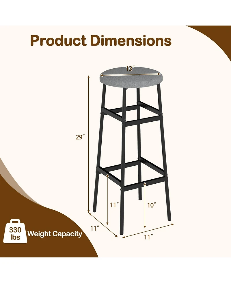 Gymax Bar Stools Set of 4 w/ Sturdy Metal Frame and Footrest for Kitchen Island
