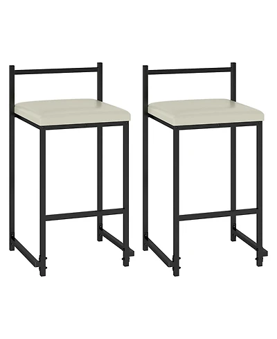 Gymax 26'' Stackable Counter Height Bar Stools Set of w/Back Metal Frame and Footrest
