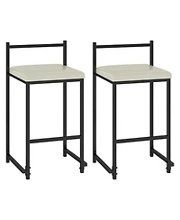 Gymax 26'' Stackable Counter Height Bar Stools Set of w/Back Metal Frame and Footrest