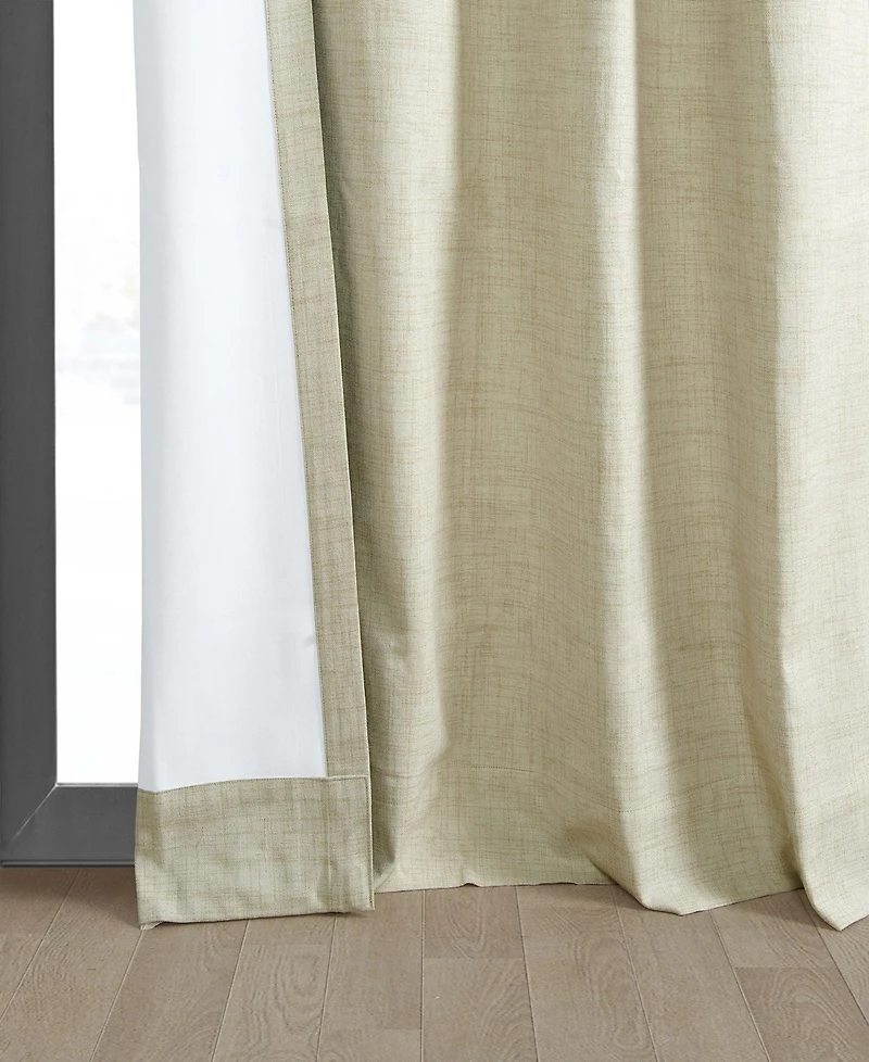 Half Price Drapes Natural Light Beige Grommet Thermal Cross Linen Weave Blackout Curtain