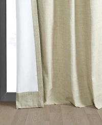 Half Price Drapes Natural Light Beige Grommet Thermal Cross Linen Weave Blackout Curtain