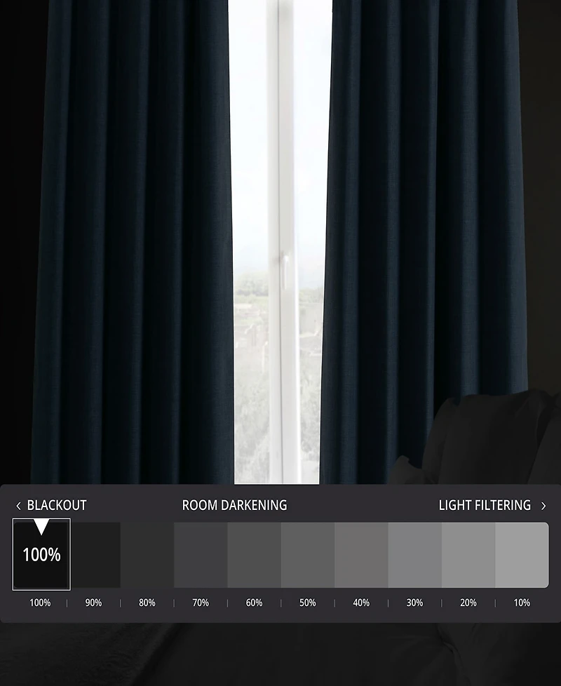 Half Price Drapes Voyager Blue Faux Linen Hotel Blackout Curtain