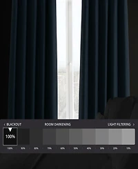 Half Price Drapes Voyager Blue Faux Linen Hotel Blackout Curtain