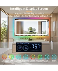 Luvod 48"x24" Rectangle Smart Led Bathroom Mirror Smart Led Bathroom Mirror Digital Display Anti Fog Memory Function