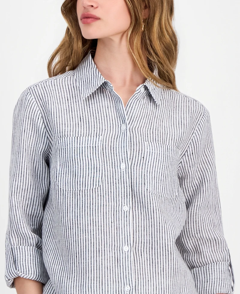Charter Club Petite 100% Linen Button-Front Shirt, Created for Macy's