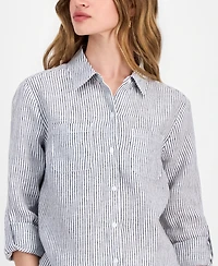 Charter Club Petite 100% Linen Button-Front Shirt, Created for Macy's