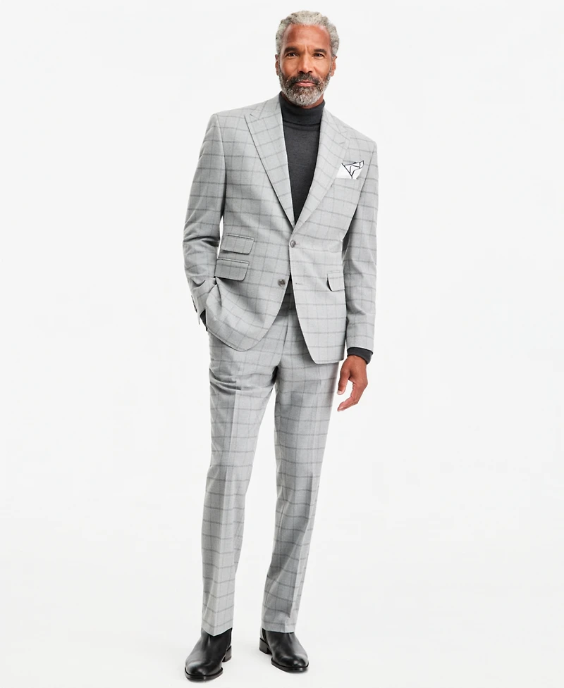 Tayion Collection Men's Classic-Fit Gray & Black Check Suit Separate Jacket