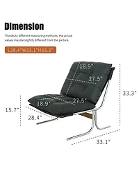 Rainsken Modern Pu Leather Accent Chair, Reading Chair with Metal Legs and Soft Padded for Home Office, Living Room