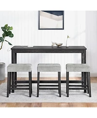Maison Boucle 4-Piece Bar Table Set with Power Outlet, 36" Counter Table and 3 Stools