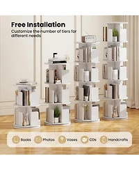 Slickblue 5-Tier Rotating Bookshelf 360degree(s) Display Rack with Dividers and Anti-falling