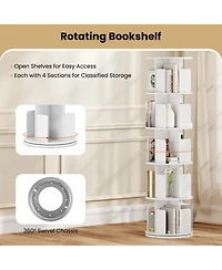 Slickblue 5-Tier Rotating Bookshelf 360degree(s) Display Rack with Dividers and Anti-falling