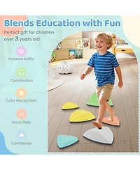 Slickblue Kids Balance Stones Set of 6 Non Slip Stepping Toys with Bag